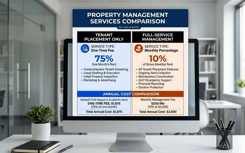 Pricing comparison showing placement-only vs full-service total annual cost