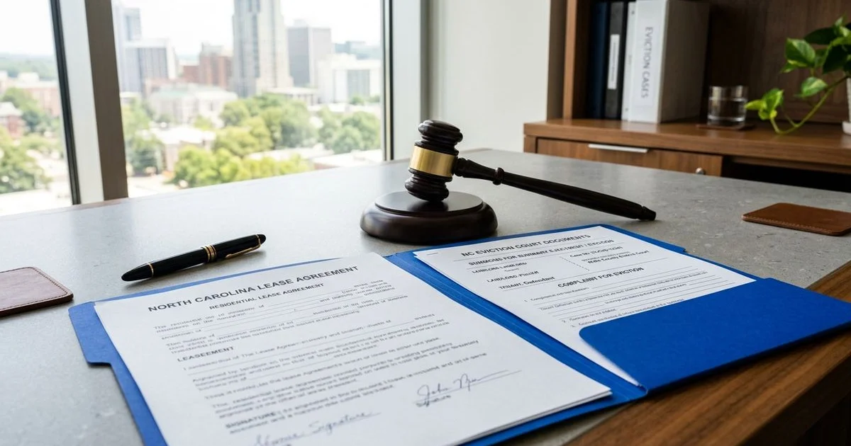 Court documents representing the North Carolina eviction process