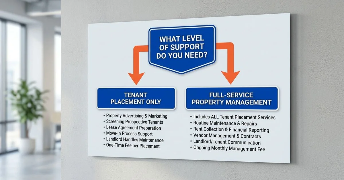 Decision tree showing the two paths between placement-only and full-service management