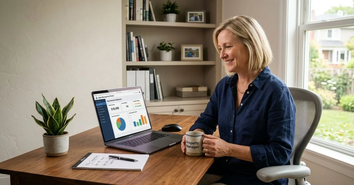 Long-distance landlord managing a Durham rental remotely from a home office