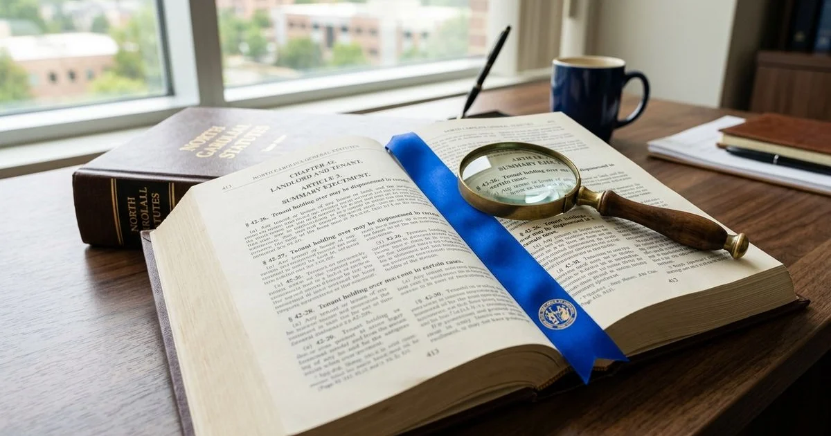 NC General Statutes book showing the summary ejectment chapter