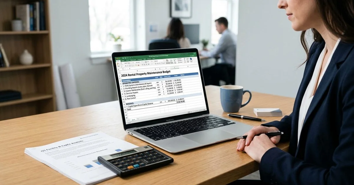 Spreadsheet showing rental maintenance line items for NC landlords